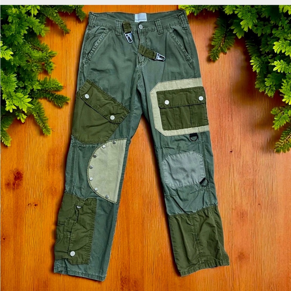 MNML Olive Green patchwork Cargo Pants